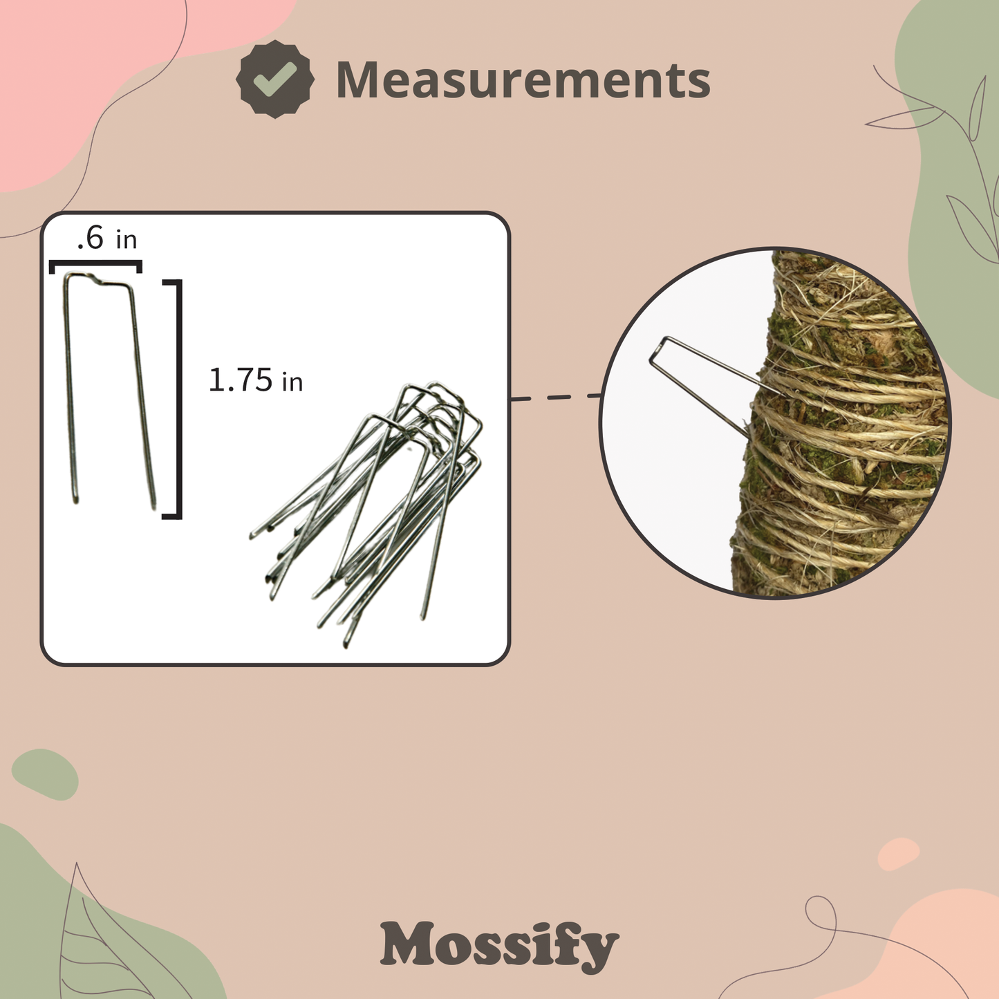 Épingles florales - Épingles de verdure - Épingles pour tuteur en mousse