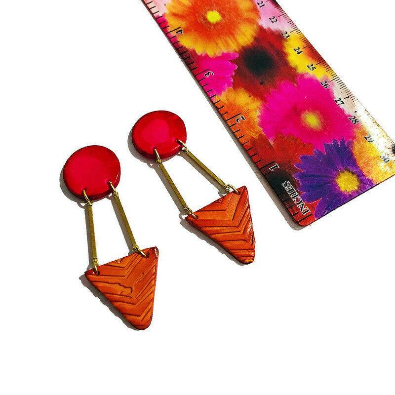 Boucles d'oreilles Art déco noires et dorées faites à la main - « Dupa »