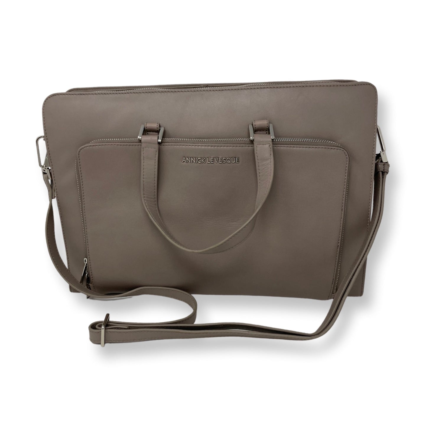 Taupe Leather Laptop Bag | Elizabeth