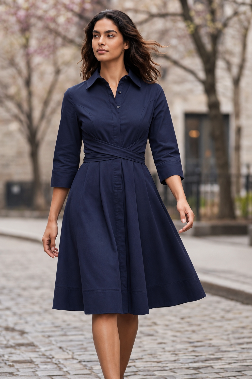 Tessa Twist Front Shirt Dress Fit & Flare
