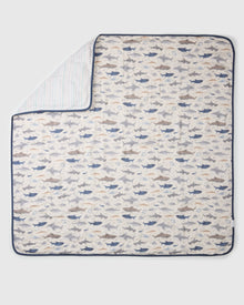Baby Muslin Quilt in Tanboocel® Bamboo Viscose - Smiley Sharks