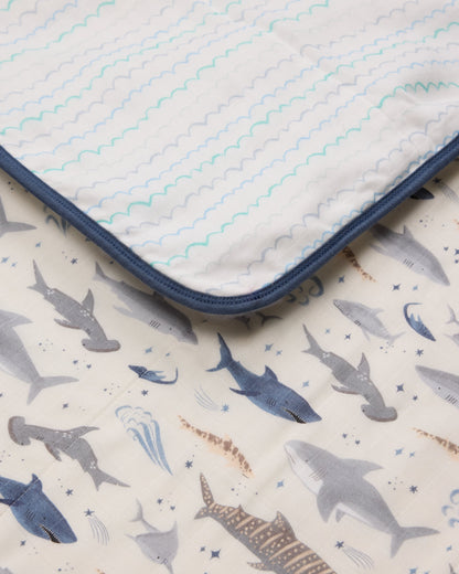Muslin Quilt - Smiley Sharks