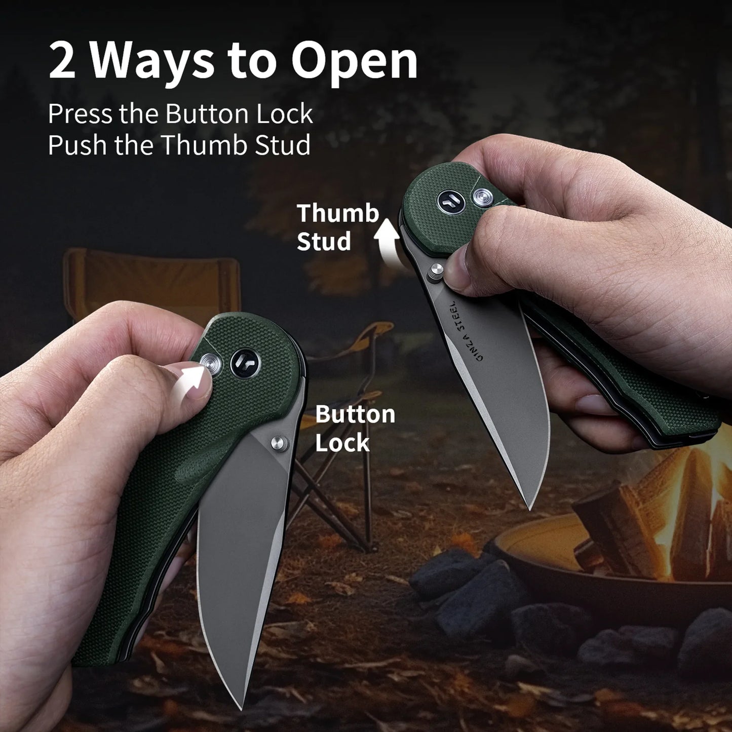 Couteau pliant Quick Clip - Acier 14C28N, G10 vert militaire