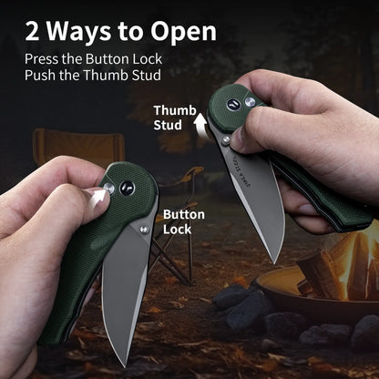 Couteau pliant Quick Clip - Acier 14C28N, G10 vert militaire