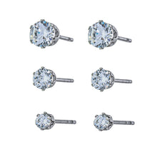 REIGN Silver (Or blanc) : Lot de 3 paires de boucles d’oreilles puces en zircone