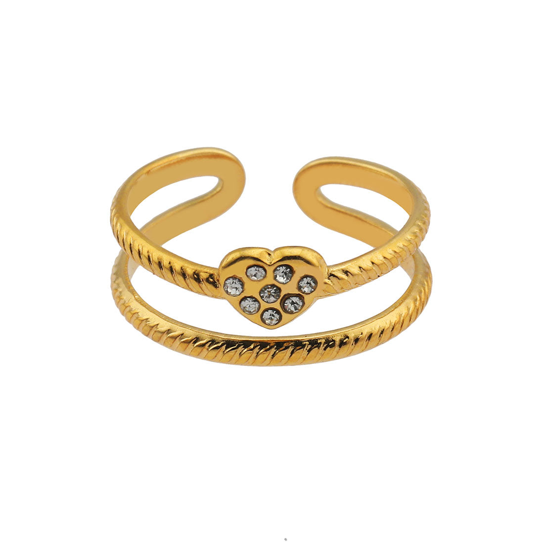 Bague Cœur ornée d'oxydes de zirconium (CZ) Double Épaisseur RENEE Gold