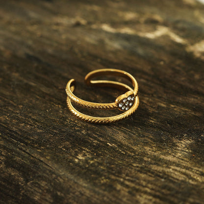 Bague Cœur ornée d'oxydes de zirconium (CZ) Double Épaisseur RENEE Gold