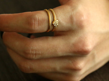 Bague Cœur ornée d'oxydes de zirconium (CZ) Double Épaisseur RENEE Gold