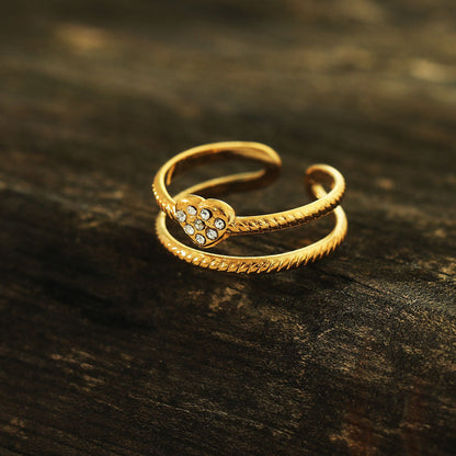 Bague Cœur ornée d'oxydes de zirconium (CZ) Double Épaisseur RENEE Gold