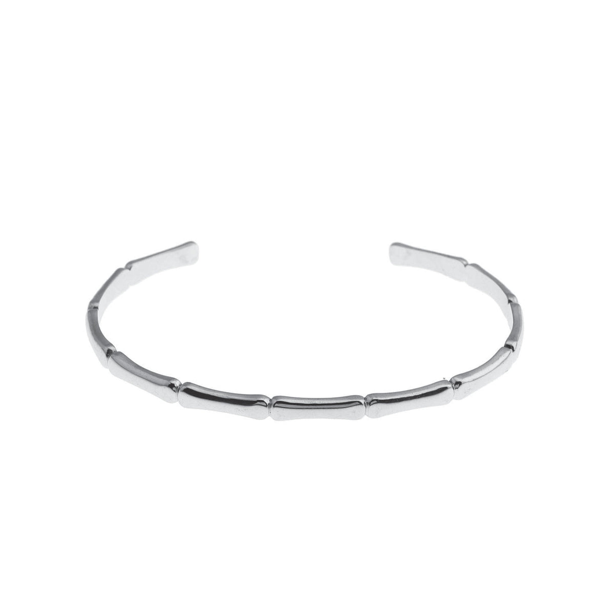 RENEE Silver (White Gold): Luxury Bamboo Cuff Bracelet – Elegant Nature-Inspired Minimalist Design