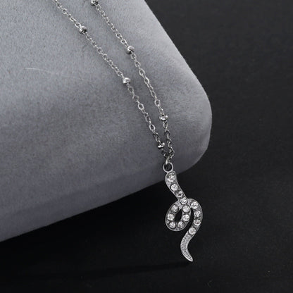 RIHANNA Collier chaîne perlée avec pendentif serpent pavé en zircone en argent