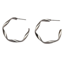 RIMINI Silver (White Gold): Sculpted Twist Hoop Earrings