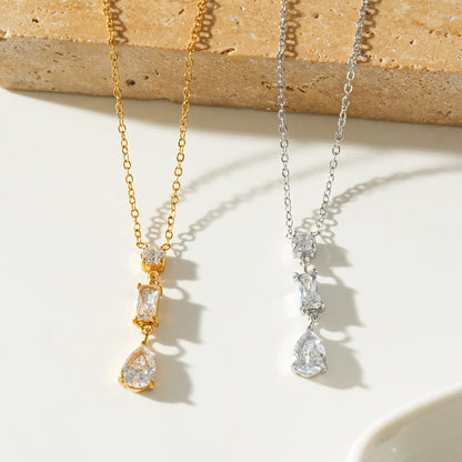 Collier chaîne avec pendentif Style ROCHINA Argent : un trio de breloques en oxyde de zirconium