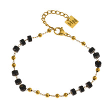 ROSARIO: Black Onyx and Gold Beaded Chain Bracelet