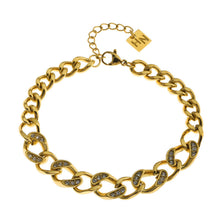 ROUBAIX Gold : Bracelet jonc à maillons cubains en zirconium