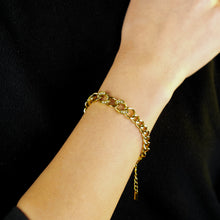 ROUBAIX Gold : Bracelet jonc à maillons cubains en zirconium