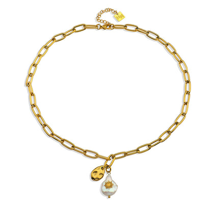 Collier chaîne RYANN avec duo de mini pendentifs.
