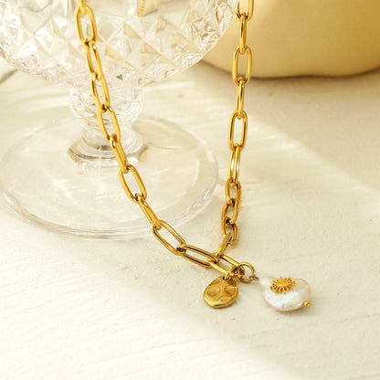 Collier chaîne RYANN avec duo de mini pendentifs.