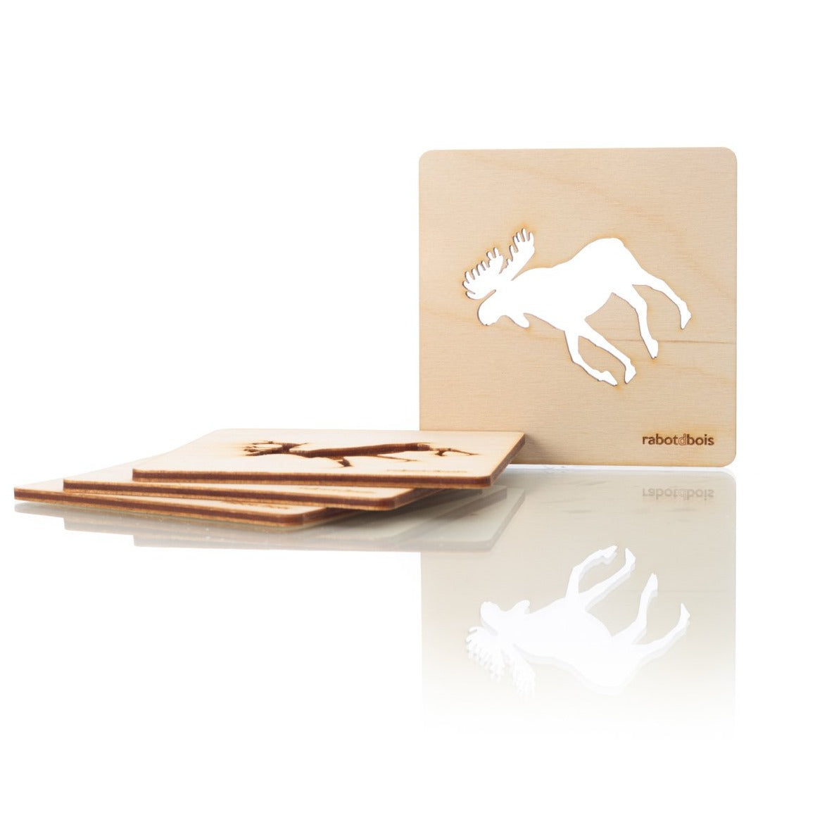 Wooden coasters with openwork designs