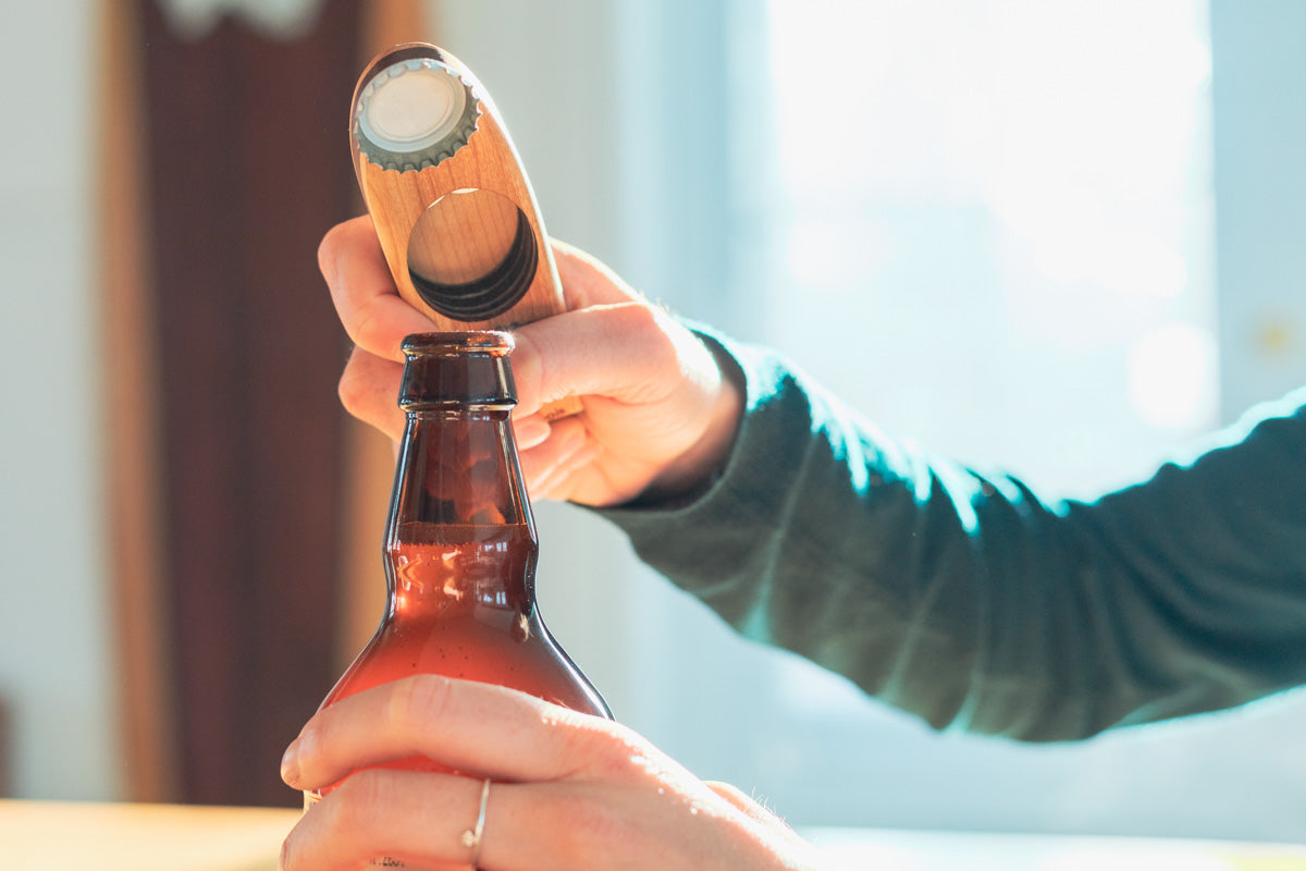 "The Ultimate D-Cap" Multi-Purpose Wooden Bottle Opener