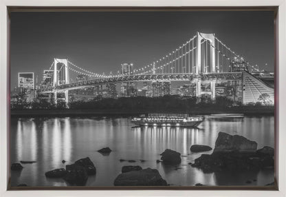 Décoration murale Magnifique pont arc-en-ciel avec la skyline de Tokyo en soirée - monochrome