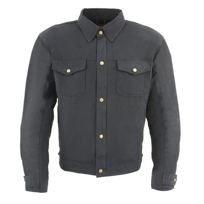Chemise de motard blindée noire Milwaukee Leather pour hommes avec fibres renforcées