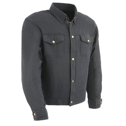 Chemise de motard blindée noire Milwaukee Leather pour hommes avec fibres renforcées