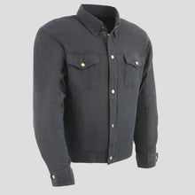 Milwaukee Leather Men's Black Armored Biker Shirt with Reinforced Fibers