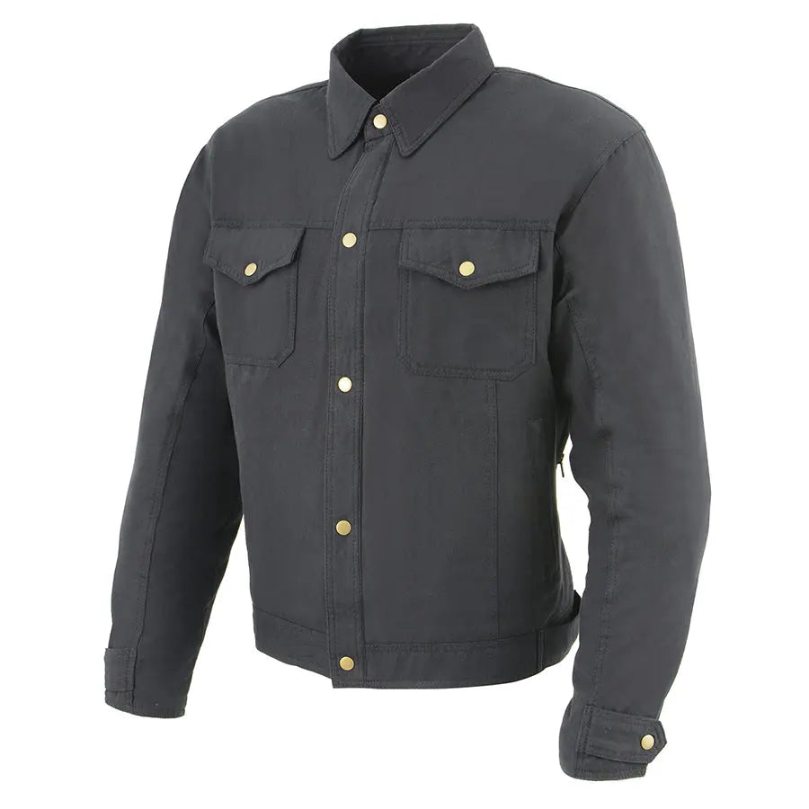 Chemise de motard blindée noire Milwaukee Leather pour hommes avec fibres renforcées