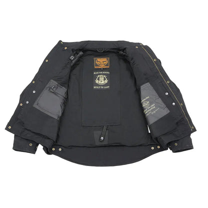 Chemise de motard blindée noire Milwaukee Leather pour hommes avec fibres renforcées