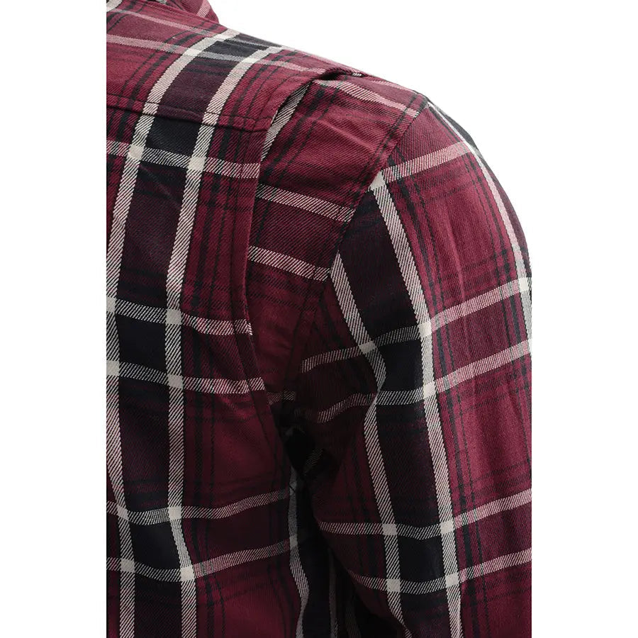 Chemise de motard en flanelle blindée à carreaux marron pour homme Milwaukee Leather avec fibres renforcées