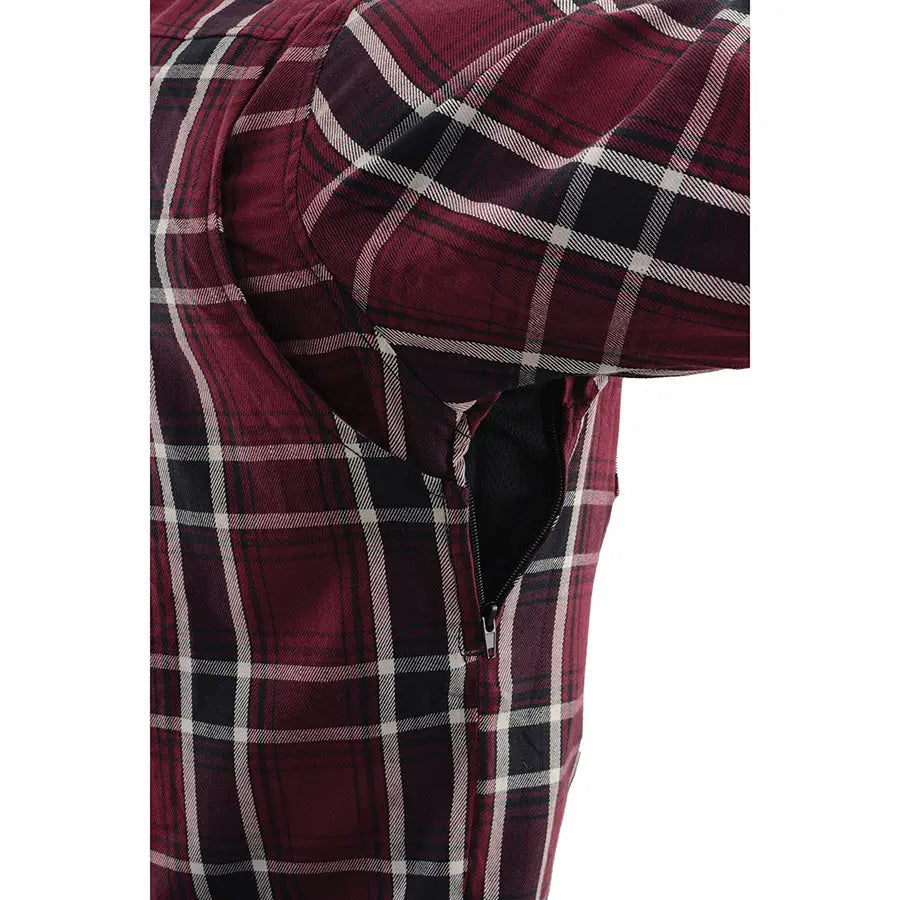 Chemise de motard en flanelle blindée à carreaux marron pour homme Milwaukee Leather avec fibres renforcées