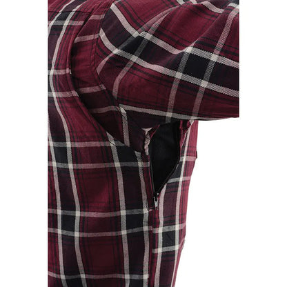 Chemise de motard en flanelle blindée à carreaux marron pour homme Milwaukee Leather avec fibres renforcées