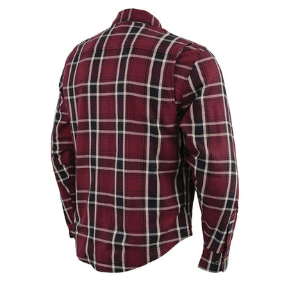 Chemise de motard en flanelle blindée à carreaux marron pour homme Milwaukee Leather avec fibres renforcées