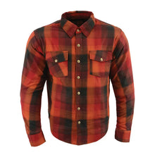 Chemise de motard en flanelle blindée rouge et orange pour homme Milwaukee Leather avec fibres renforcées
