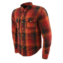 Chemise de motard en flanelle blindée rouge et orange pour homme Milwaukee Leather avec fibres renforcées