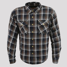 Milwaukee Leather Men's Brown Checkered Armored Flannel Biker Shirt with Reinforced Fibers