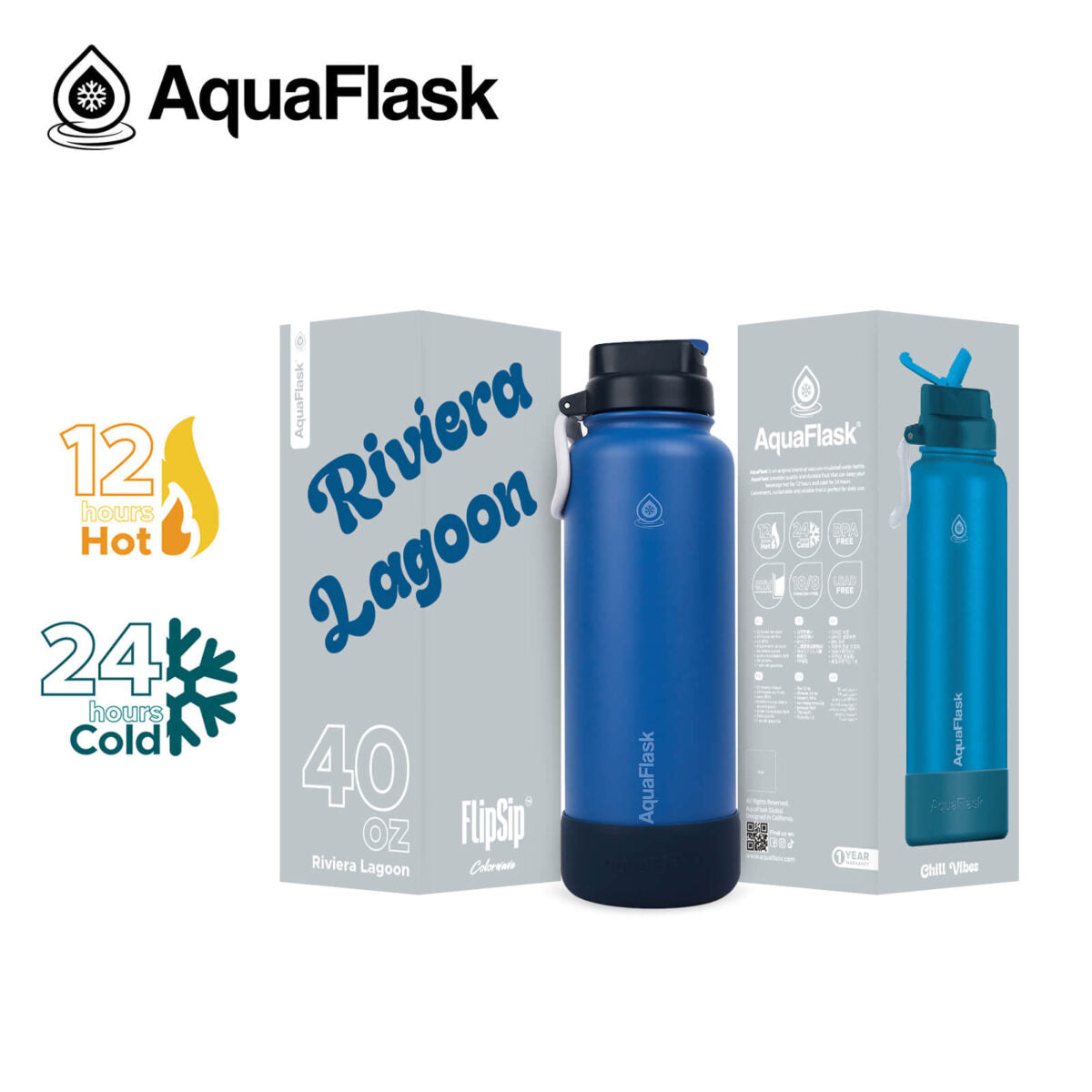 Bouteille isotherme AquaFlask Colorwave 40oz Flip Sip – Gourde en acier inoxydable