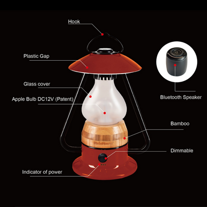 TRU De-LIGHT ROMANTICO Lampe LED tout-en-un, rechargeable, haut-parleur Bluetooth - ROUGE FEU / JAUNE / BLEU AQUA / VERT / NOIR