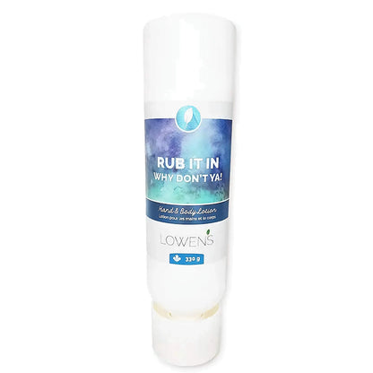 Rub it in Why Don’t Ya! Lotion pour les mains et le corps, formulée par un pharmacien