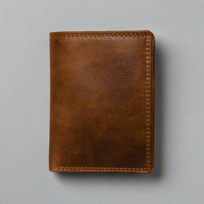 Portefeuille en cuir à trois volets pour homme Rugged Earth avec porte-monnaie zippé