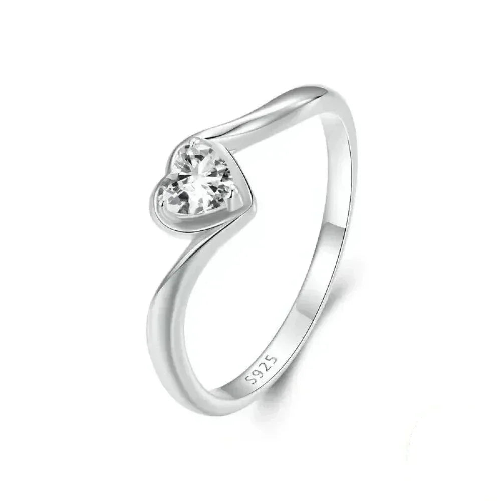 Bague Solitaire Cœur Moissanite en Argent Sterling 925