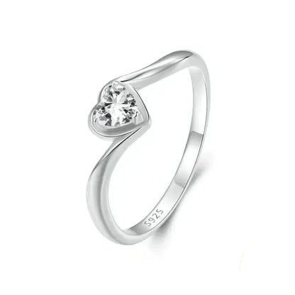 Bague Solitaire Cœur Moissanite en Argent Sterling 925