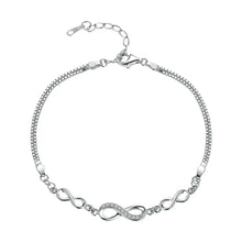 Sterling Silver Infinity Bracelet with CZ – Adjustable