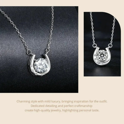 Porte-Bonheur - Collier fer à cheval en argent sterling avec moissanite étincelante