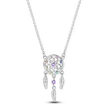 Collier pendentif attrape-rêves en argent sterling avec zircons cubiques colorés
