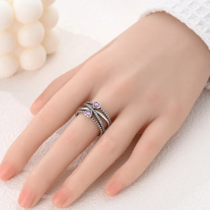 Bague Cœur Double Infini en Argent Sterling 925