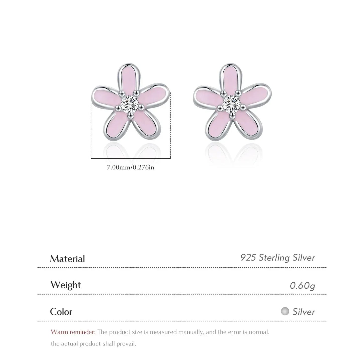 Boucles d'oreilles clous fleur en émail coloré en argent sterling 925 - Minimalistes et mignonnes