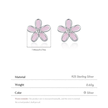 Boucles d'oreilles clous fleur en émail coloré en argent sterling 925 - Minimalistes et mignonnes