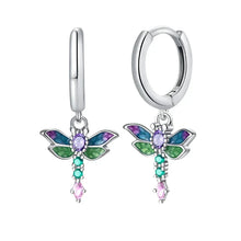 Boucles d'oreilles créoles libellule vibrante en argent sterling